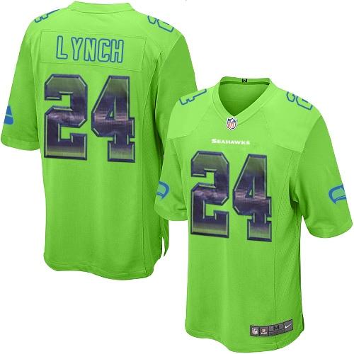 Nike Seahawks #24 Marshawn Lynch Green Alternate Men's Stitched NFL Limited Strobe Jersey - Click Image to Close